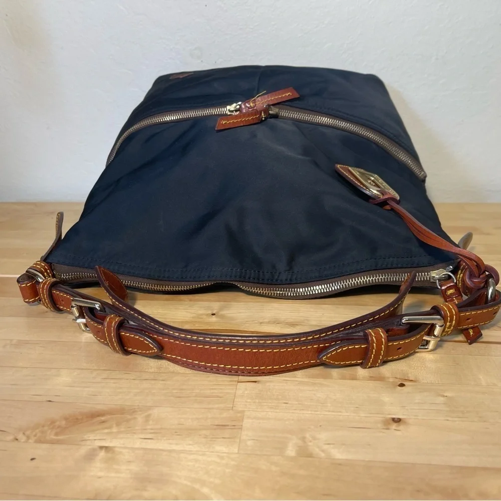 Dooney & Bourke Dillen Black Nylon Hobo Bag Pink Lining Shoulder Purse